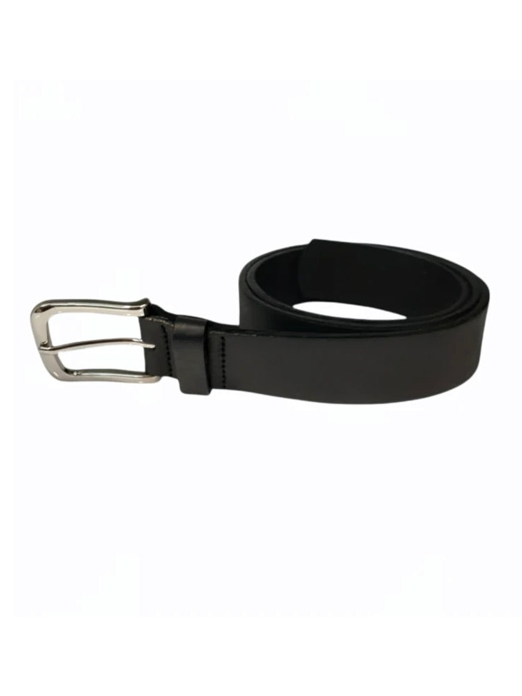 LEATHER BELT WITH SQUARE NICKEL BUCKLE LANDES