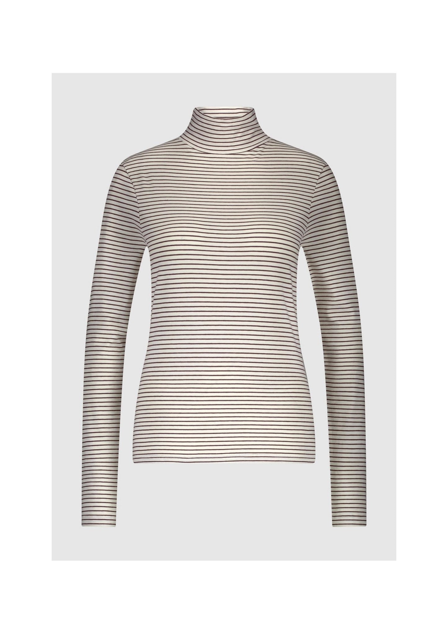 KAIA STRIPED MOCKNECK T-SHIRT