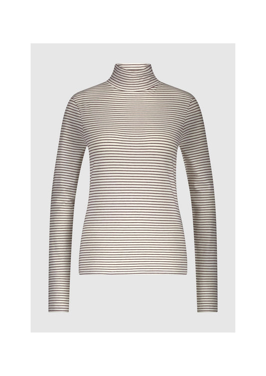 KAIA STRIPED MOCKNECK T-SHIRT