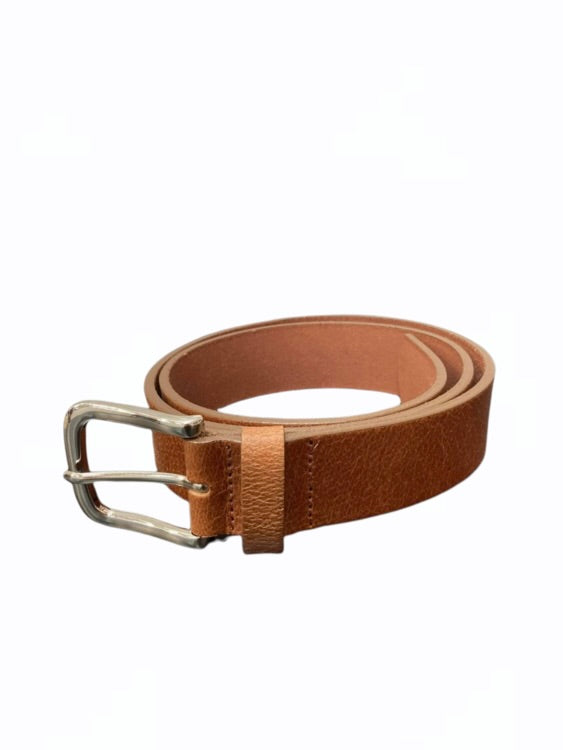 LEATHER BELT WITH SQUARE NICKEL BUCKLE LANDES