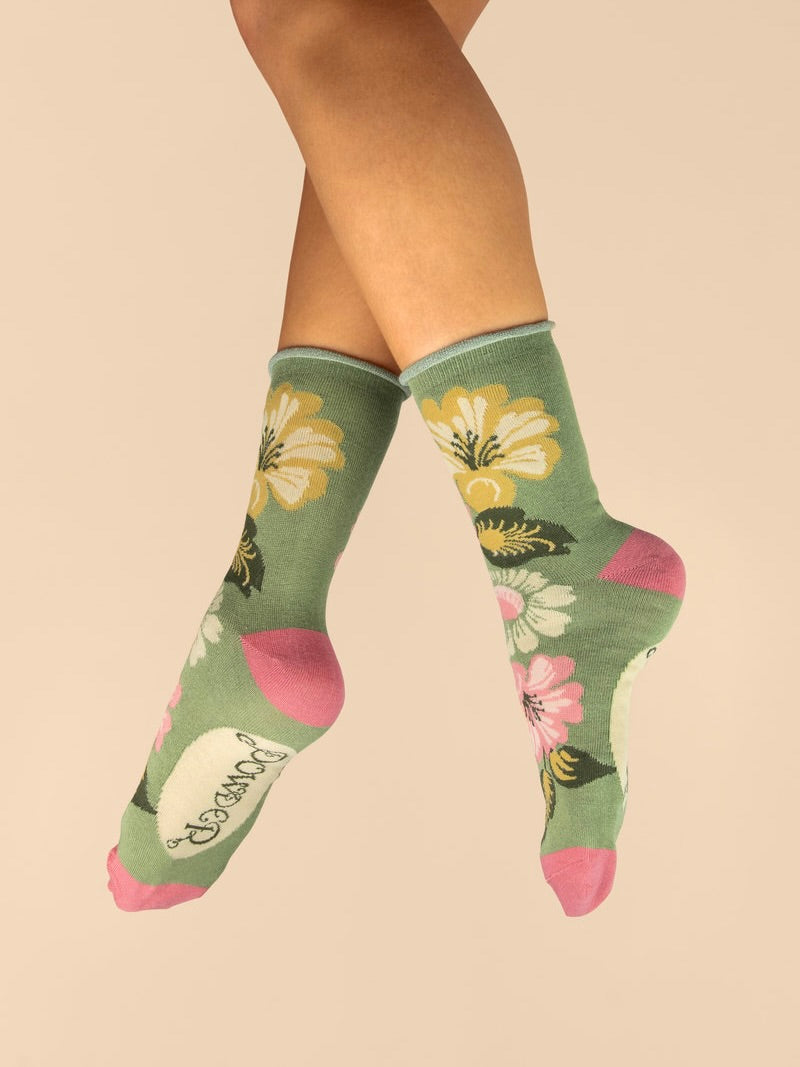 VINTAGE FLORA ANKLE SOCK POWDER