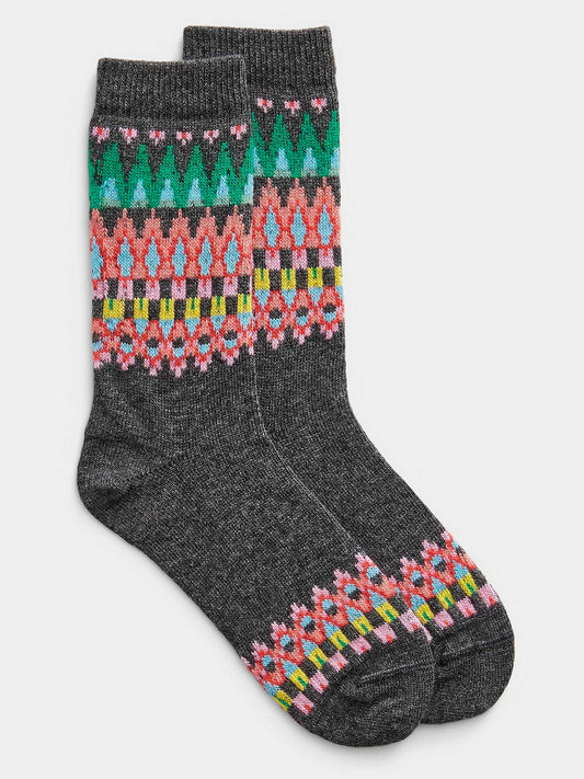 CASHMERE SOCK JACQUARD PATTERN BLEUFORET