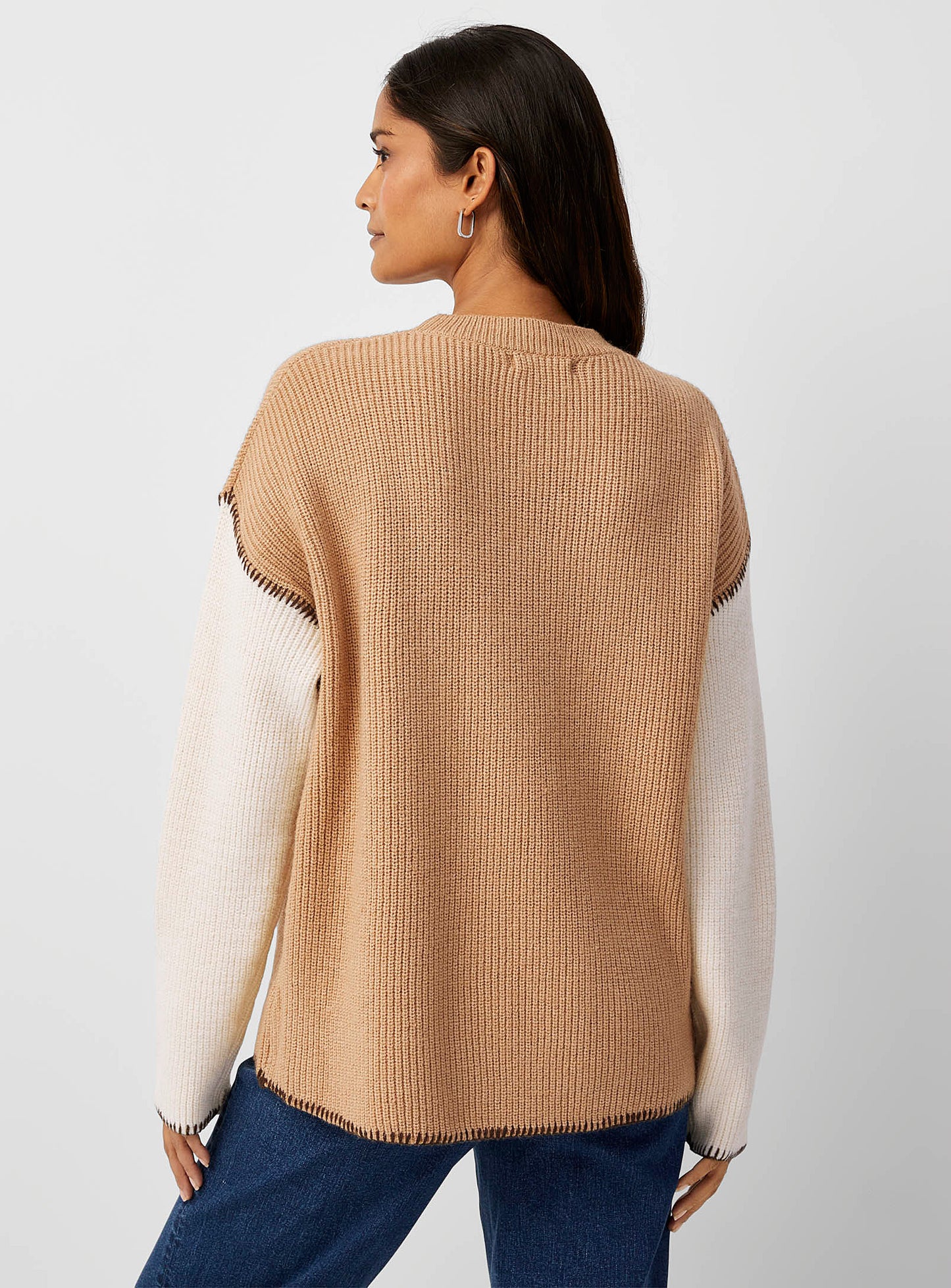 CONTRAST SLEEVES AND EDGING SWEATER