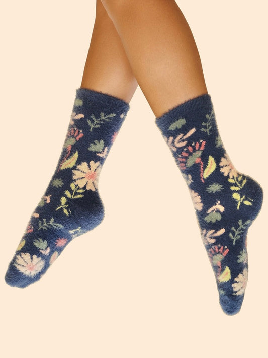 WATERCOLOUR FLOWER FUZZY SOCK POWDER