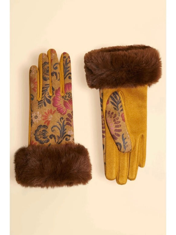 BERNADETTE FAUX FUR CUFF GLOVE POWDER