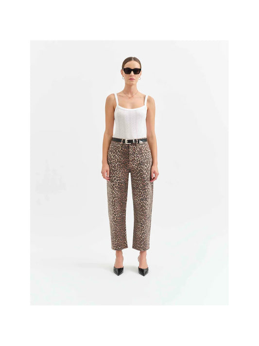 WESTWARD LEOPARD BARREL LEG JEAN