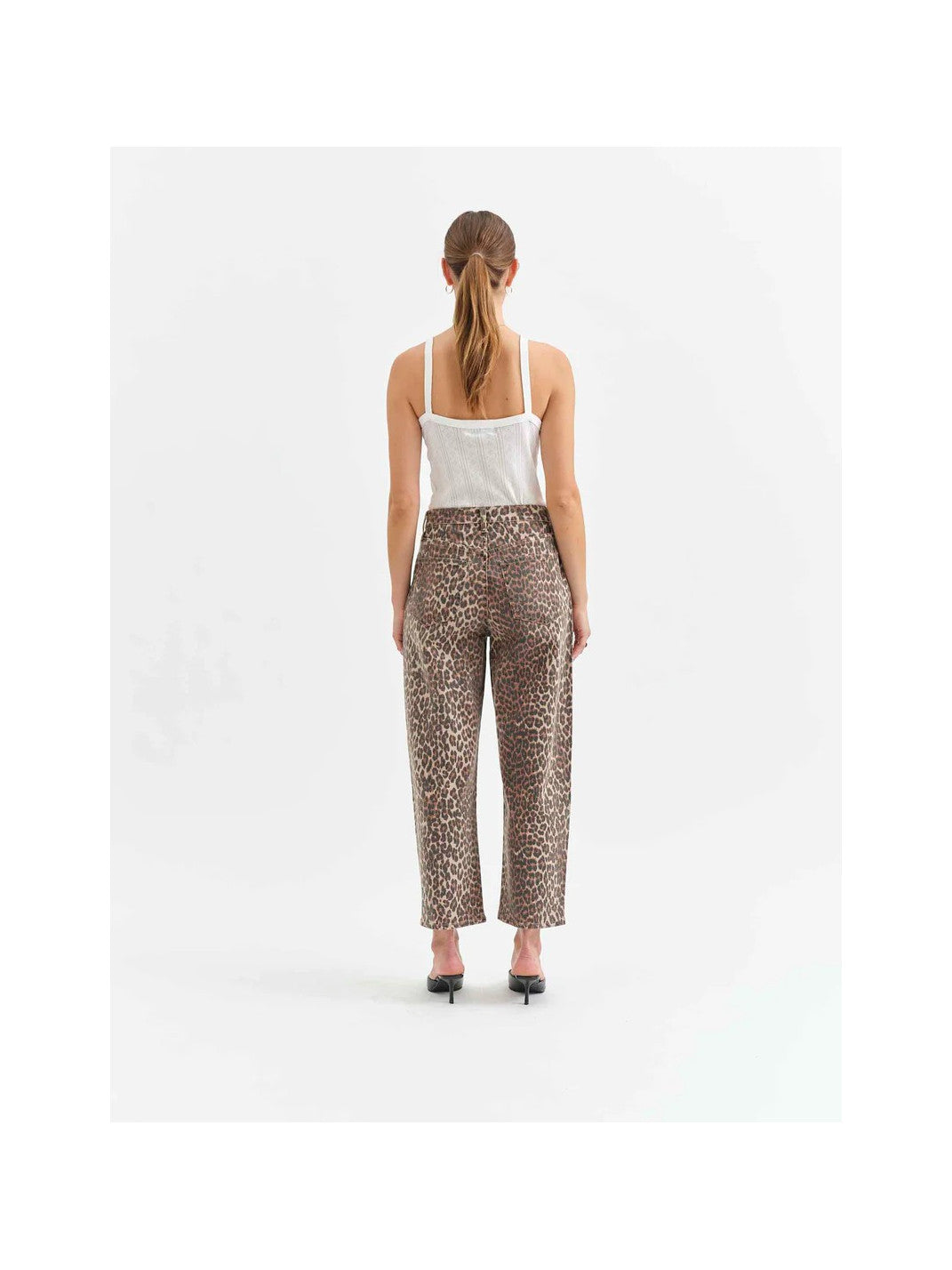 WESTWARD LEOPARD BARREL LEG JEAN