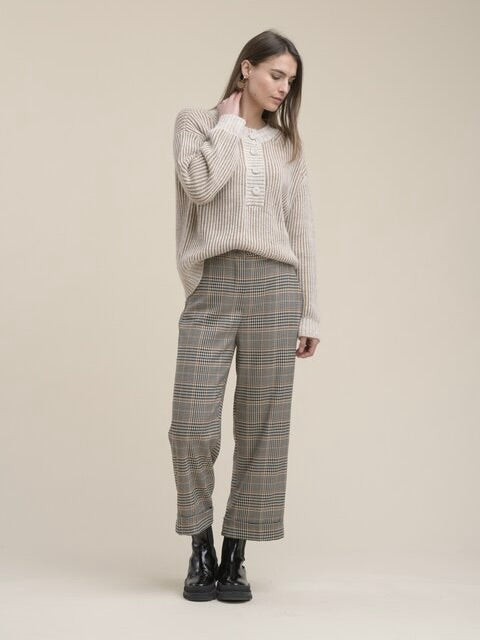 PLAID WIDE CROPPED PANT LA FEE