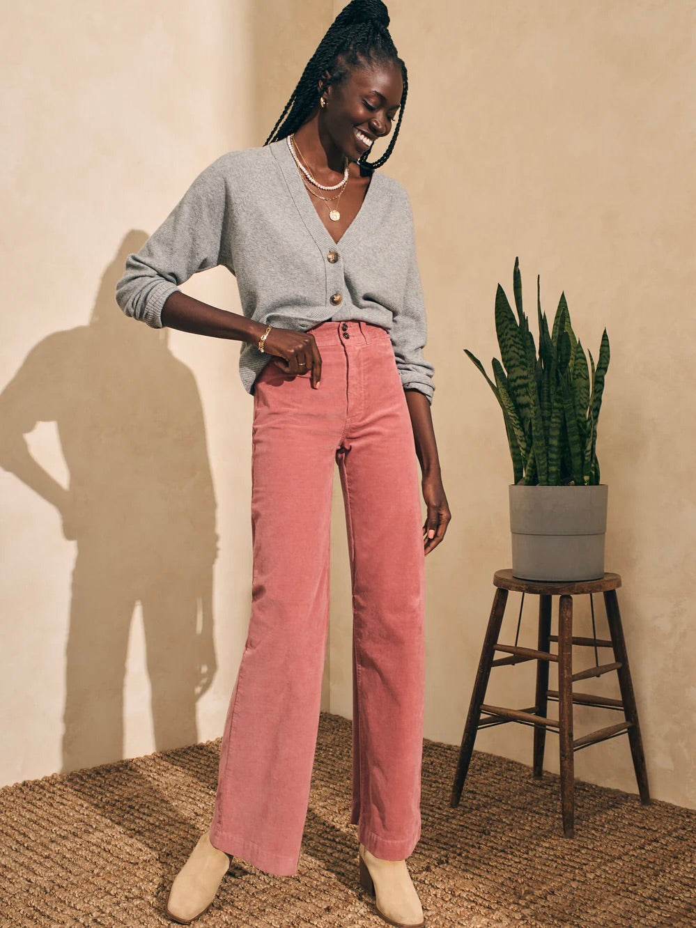 STRETCH CORD WIDE LEG PANT FAHERTY