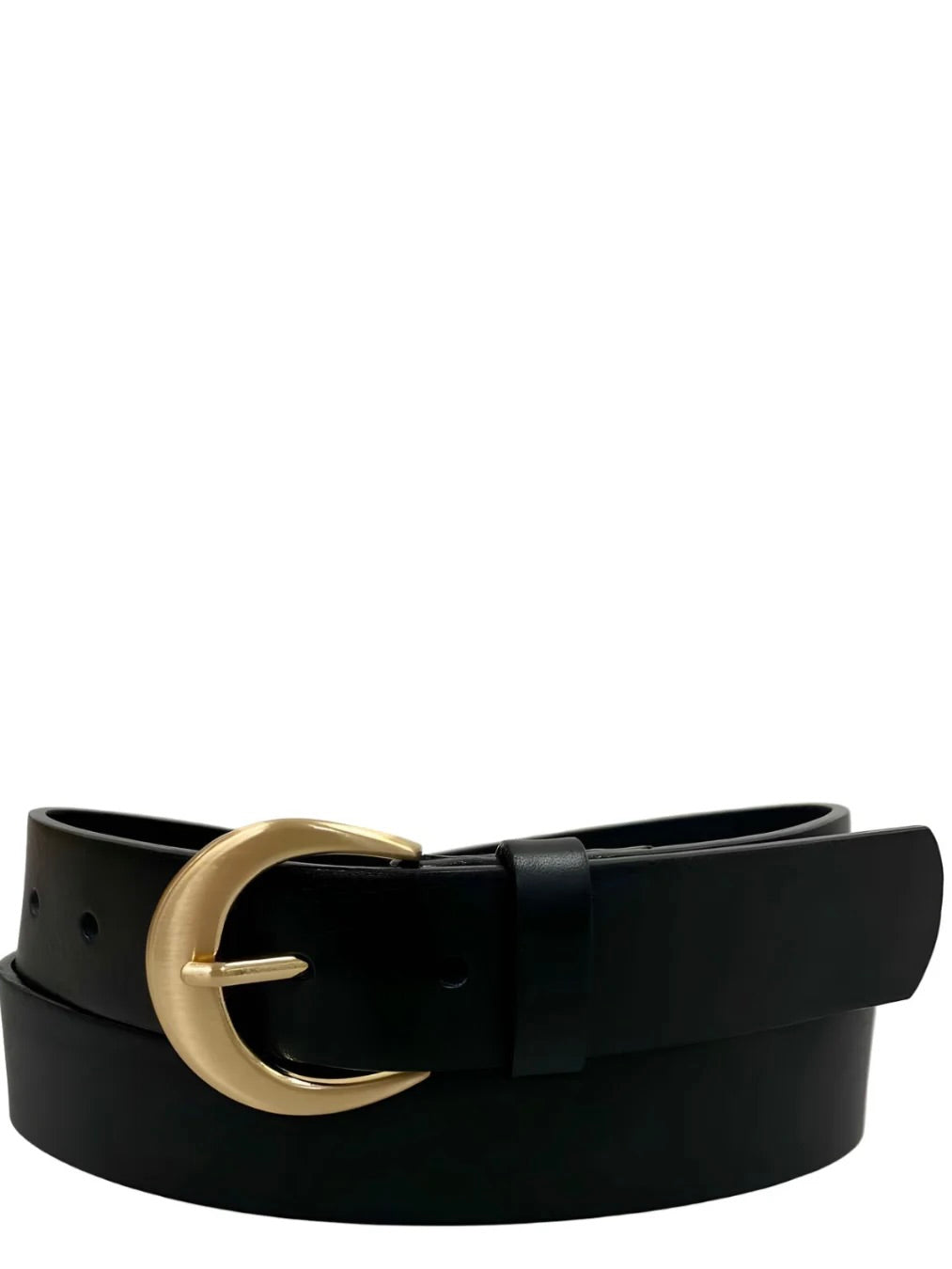 ITALIAN LEATHER BELT WITH SATIN GOLD BUCKLE LANDES