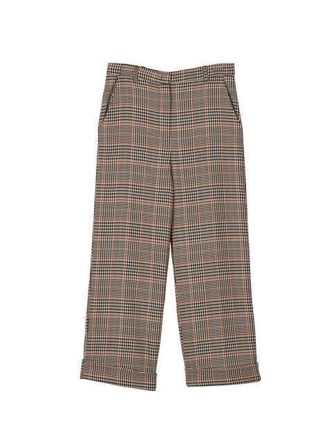 PLAID WIDE CROPPED PANT