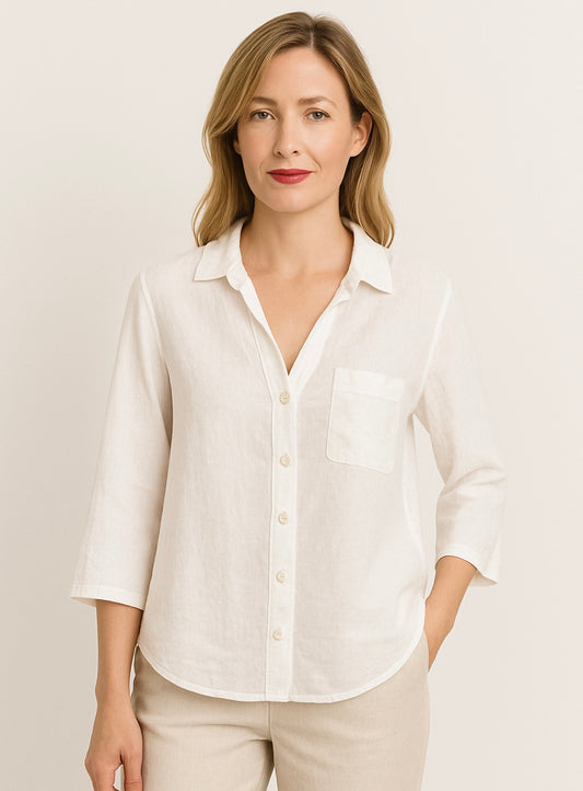V-NECK LINEN BLOUSE