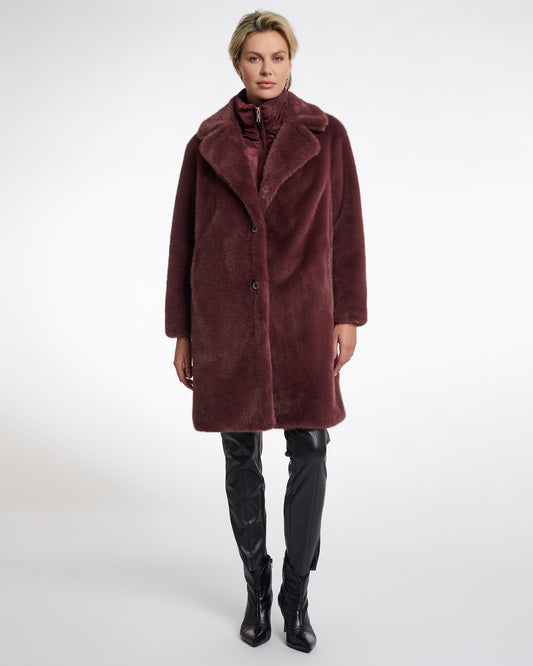 FAUX FUR NOTCH COLLAR COAT
