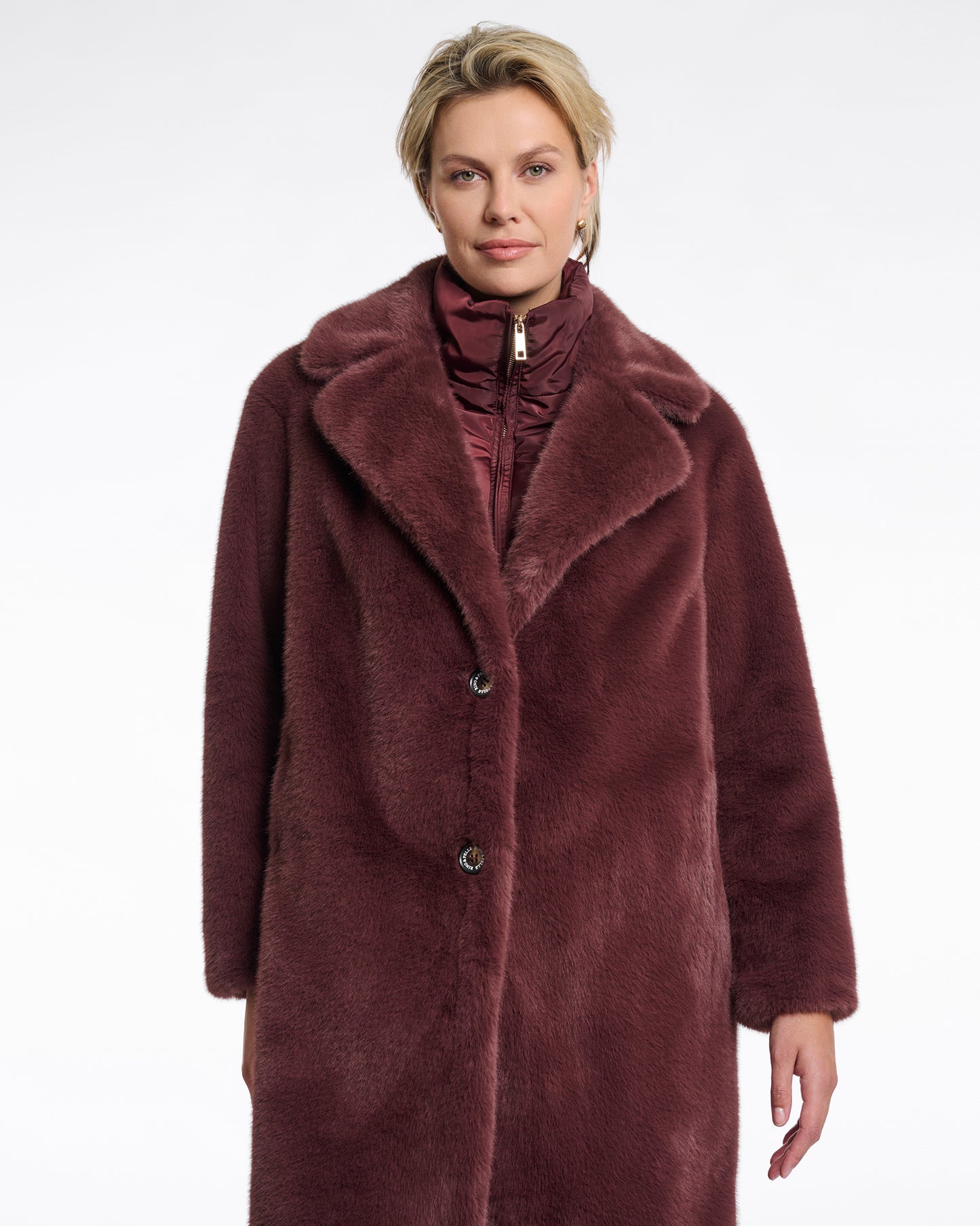 FAUX FUR NOTCH COLLAR COAT