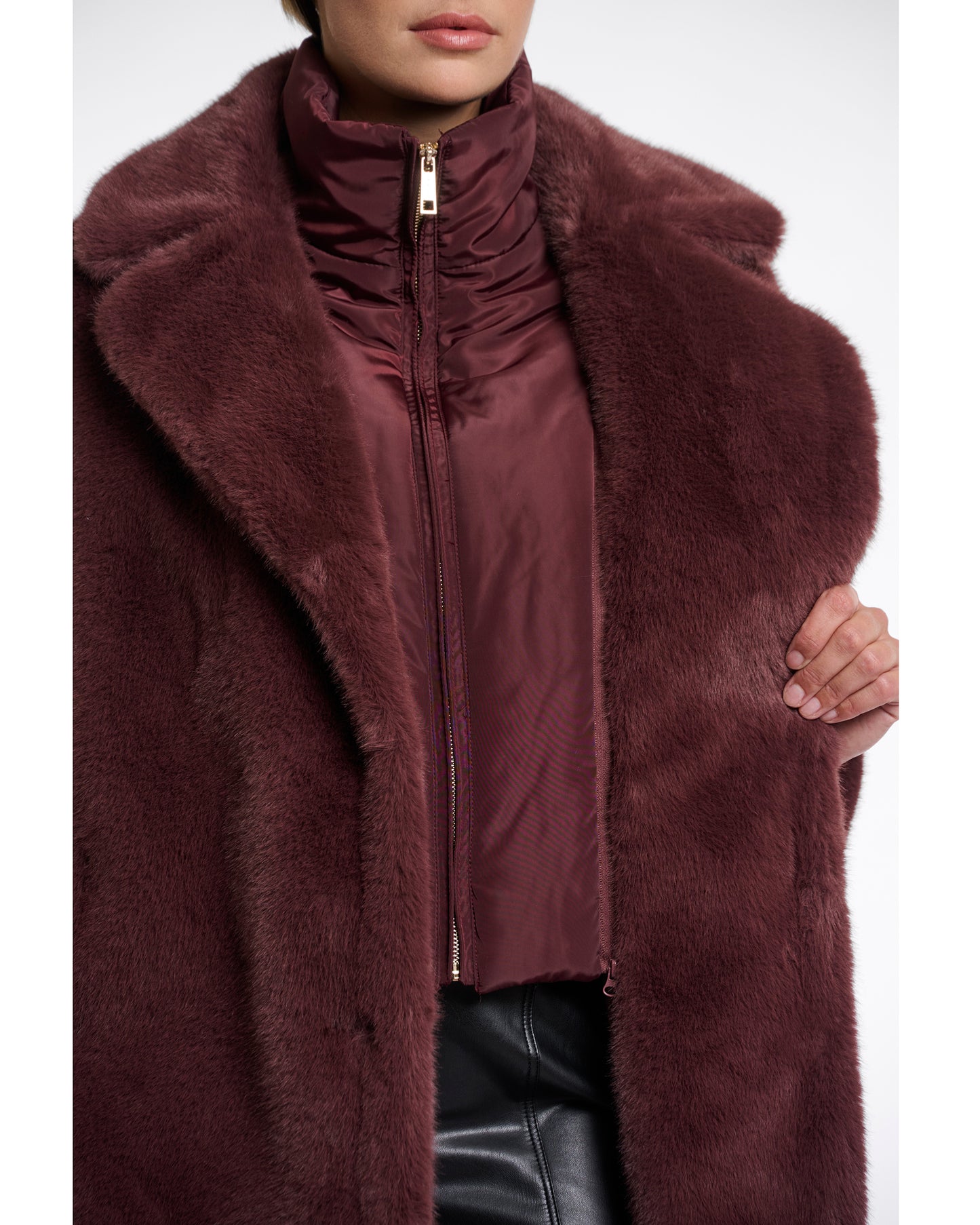 FAUX FUR NOTCH COLLAR COAT