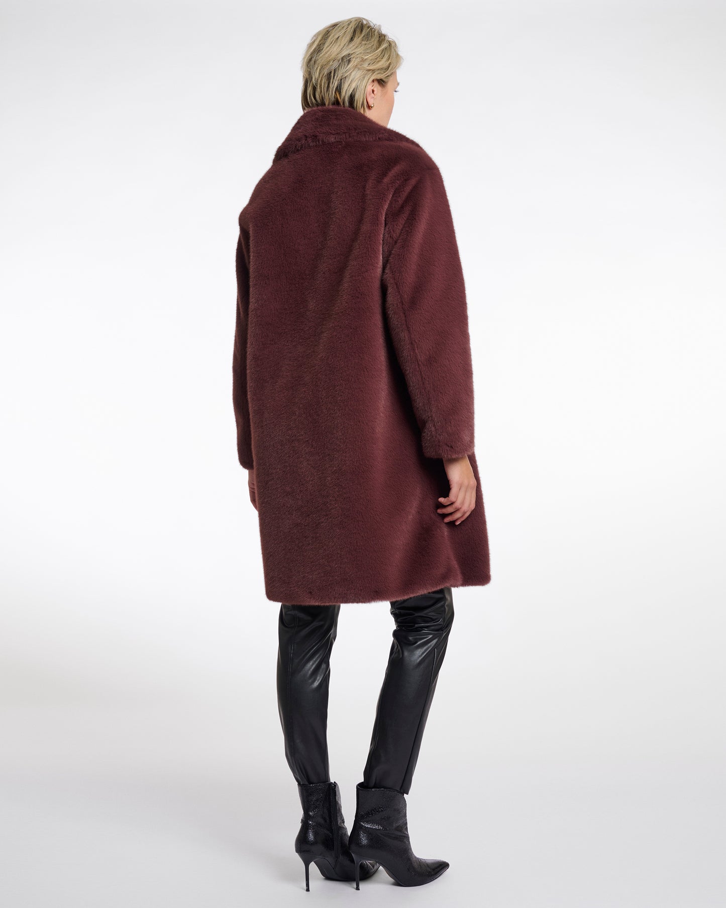 FAUX FUR NOTCH COLLAR COAT
