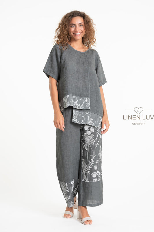 FLORAL PRINT LINEN PANT