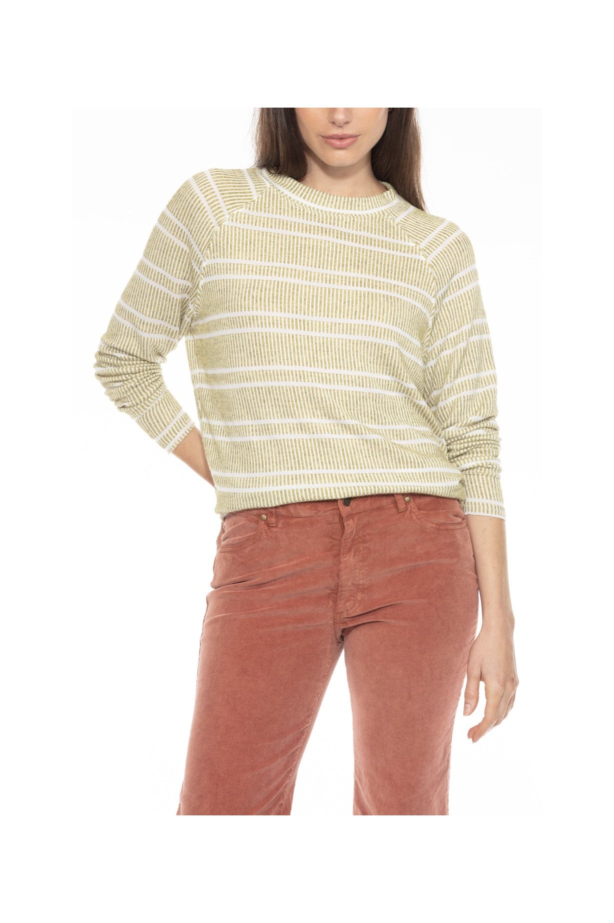 CREW NECK HIGH LOW RAGLAN TOP