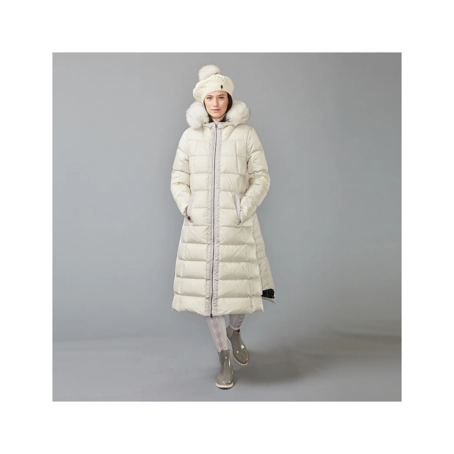 HOODED LONG A-LINE DOWN COAT