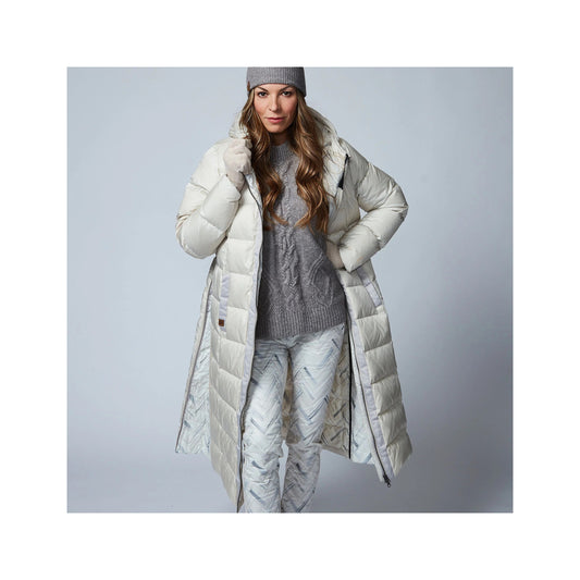HOODED LONG A-LINE DOWN COAT
