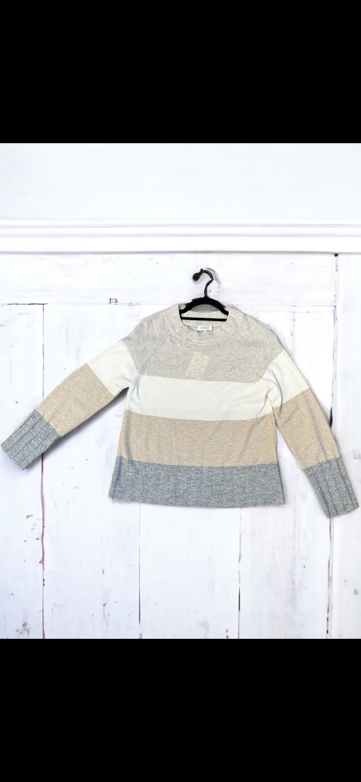 Cashmere Wide Stripe Mockneck Sweater