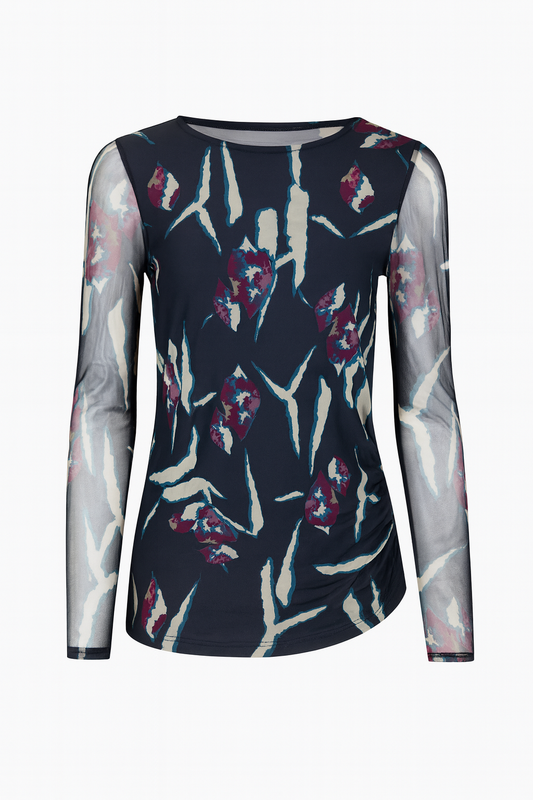 MESH SLEEVE PRINT TOP