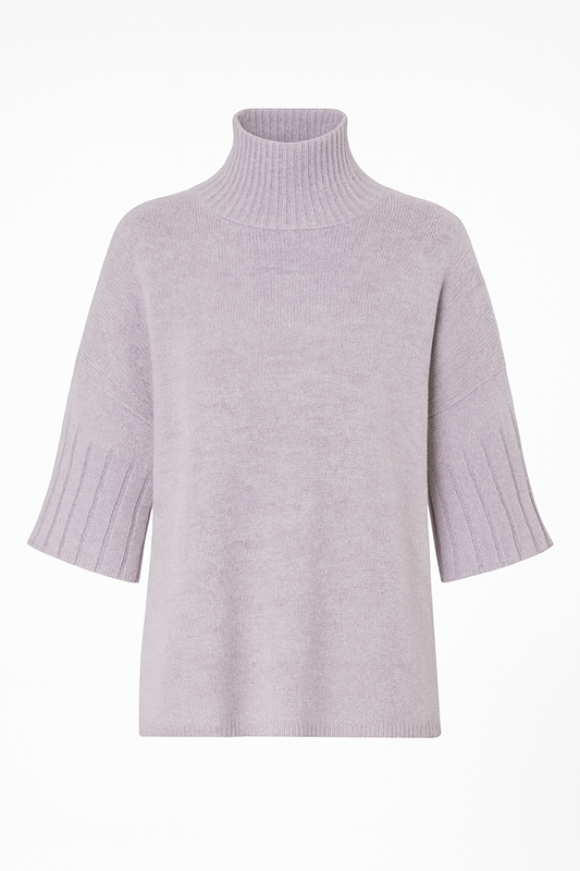 RIB FUNNEL NECK KNIT SWEATER