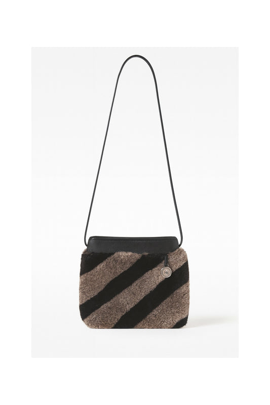 TWO-TONE SHEARLING CROSSBODY BAG