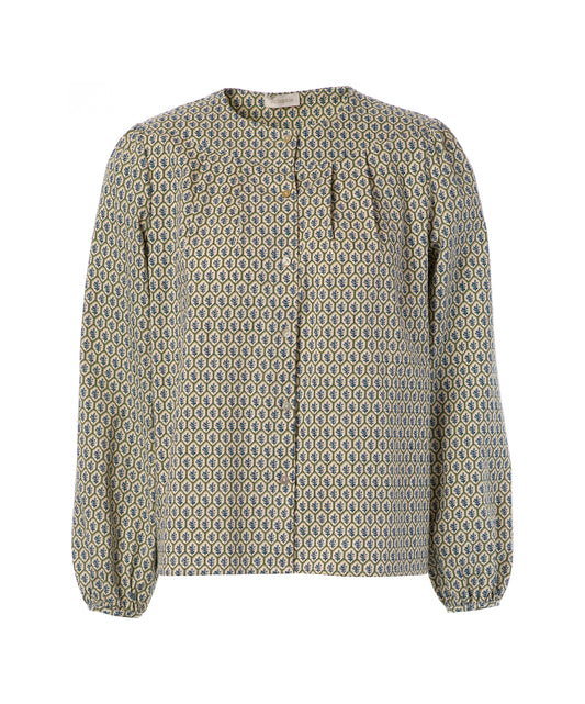BLUE FLOWER JERSEY BLOUSE