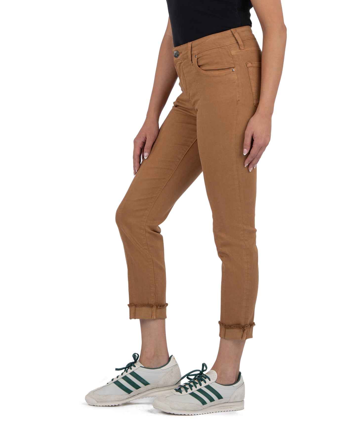 AMY CROP STRAIGHT LEG ROLL UP FRAY PANT