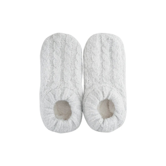 ALL OVER GREY MELANGE CABLE SLIPPER