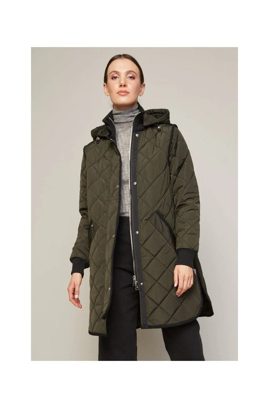 LIBBY WITH HOOD OLIVE QUILTED COAT