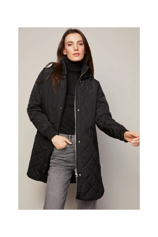 LIBBY WITH HOOD BLACK QUILTED COAT