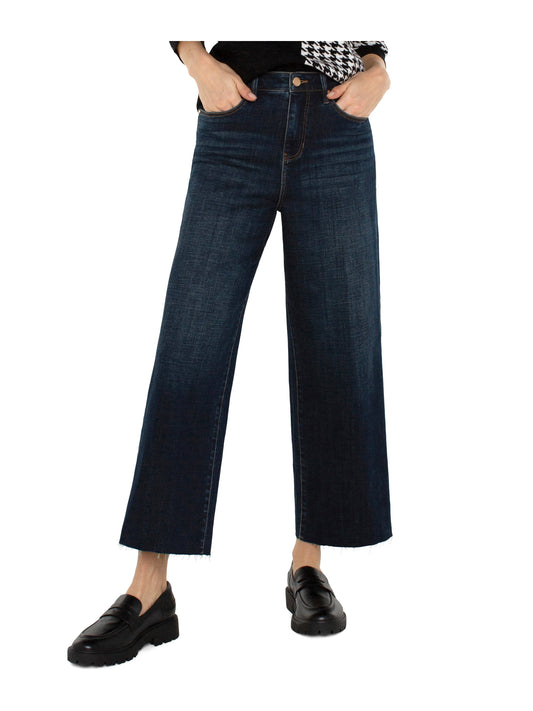 STRIDE WIDE LEG RAW HEM JEAN