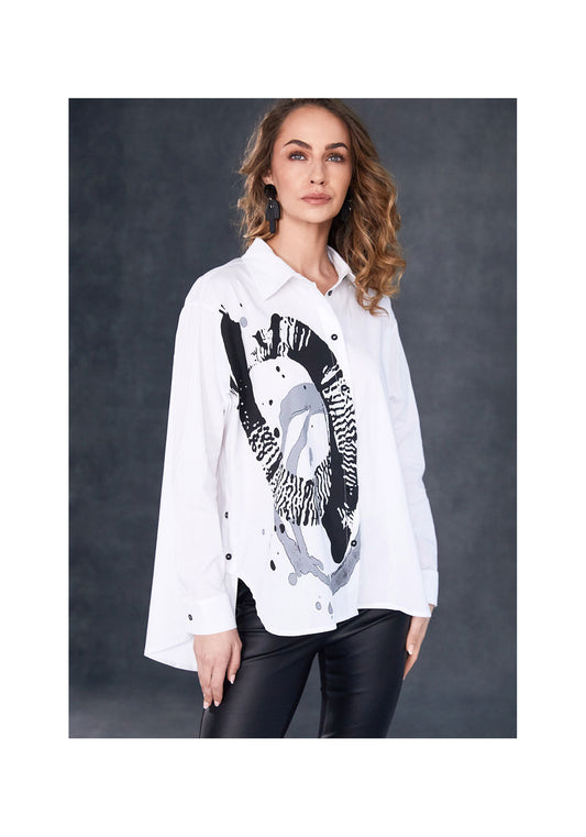 CIRCLE PRINT TUNIC BLOUSE