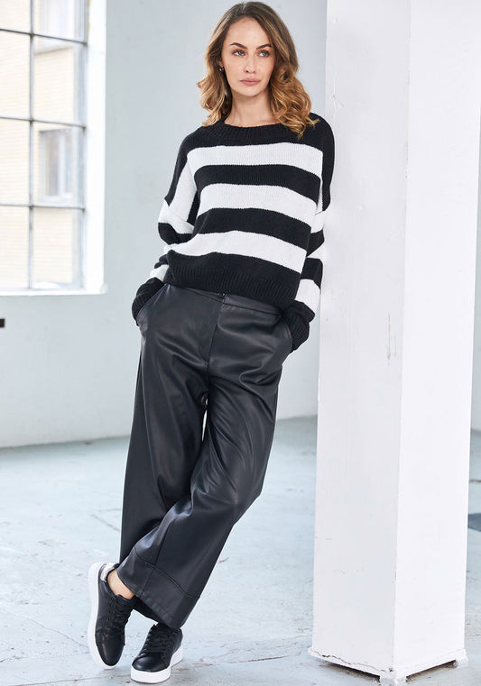 PLEATHER WIDE CUFF PANT