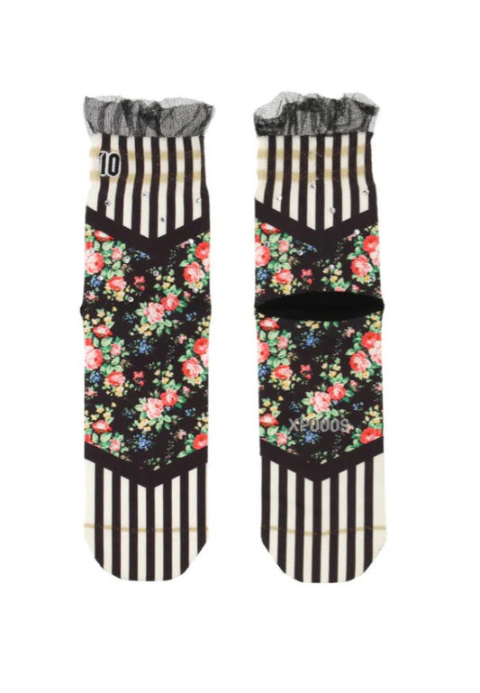 NIKKI STRIPE WITH FLOWER  SOCK