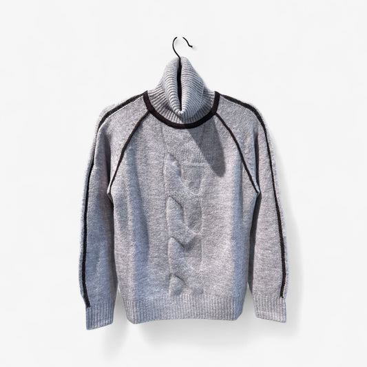 FRONT BRAID RAGLAN SLEEVE SWEATER