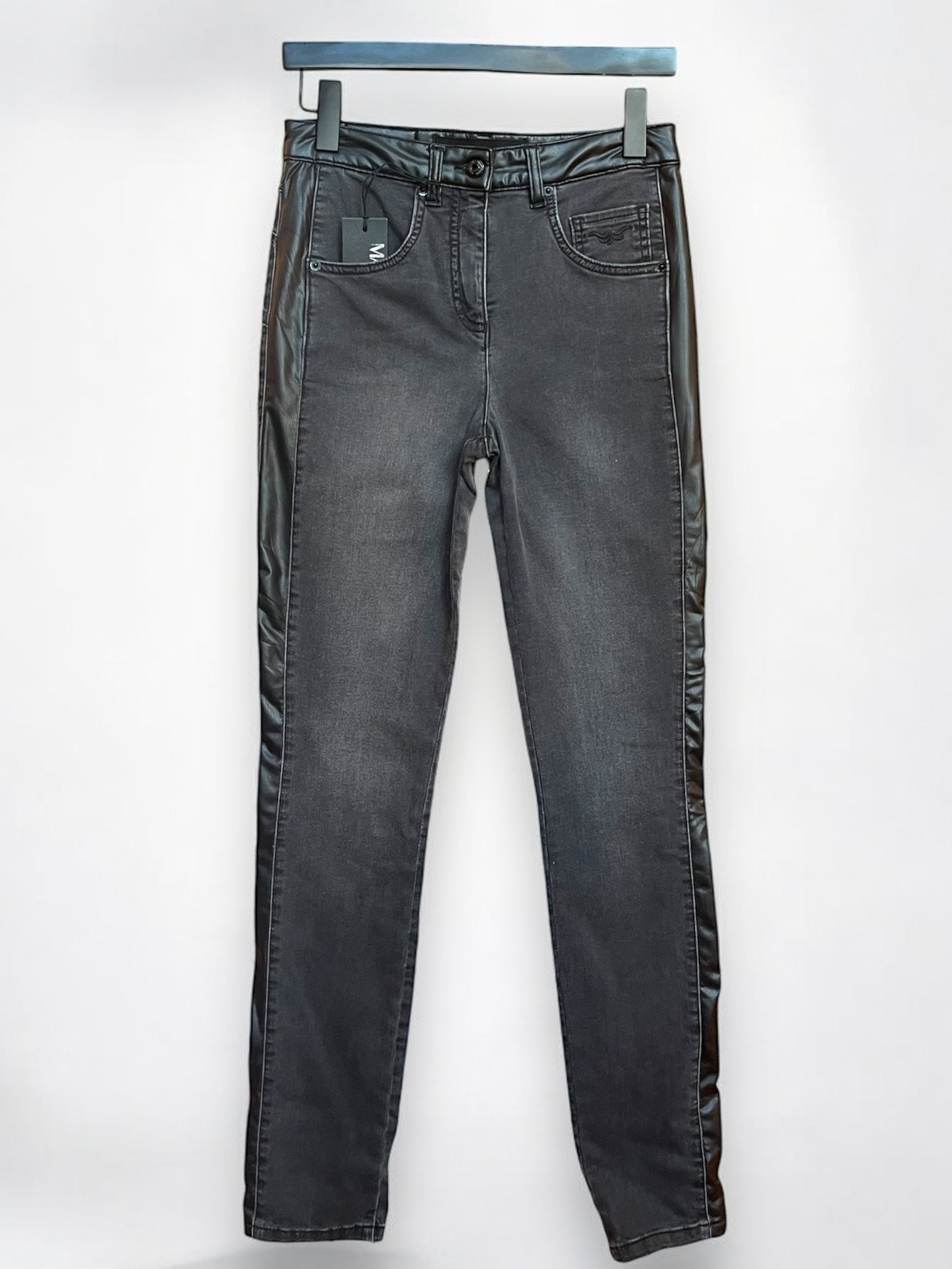 FAUX LEATHER TRIM SKINNY JEAN MARC AUREL