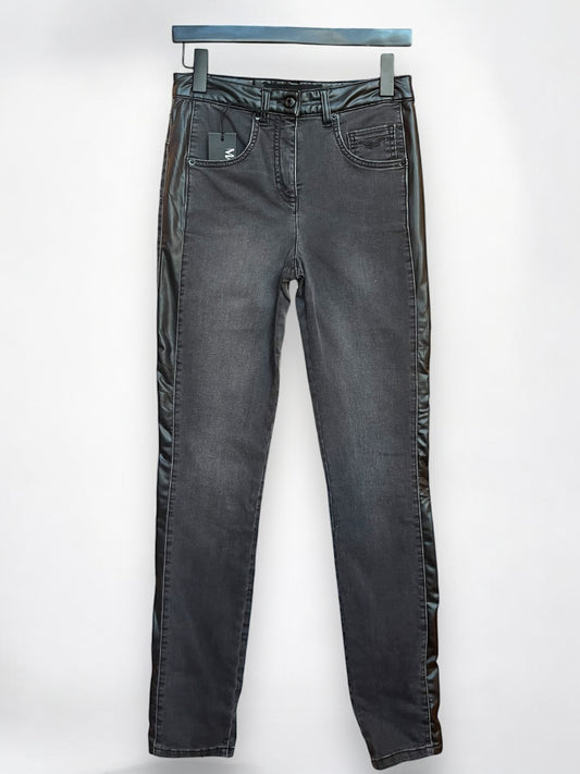 FAUX LEATHER TRIM SKINNY JEAN MARC AUREL