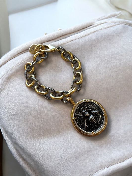 TWO TONE BEE BRACELET