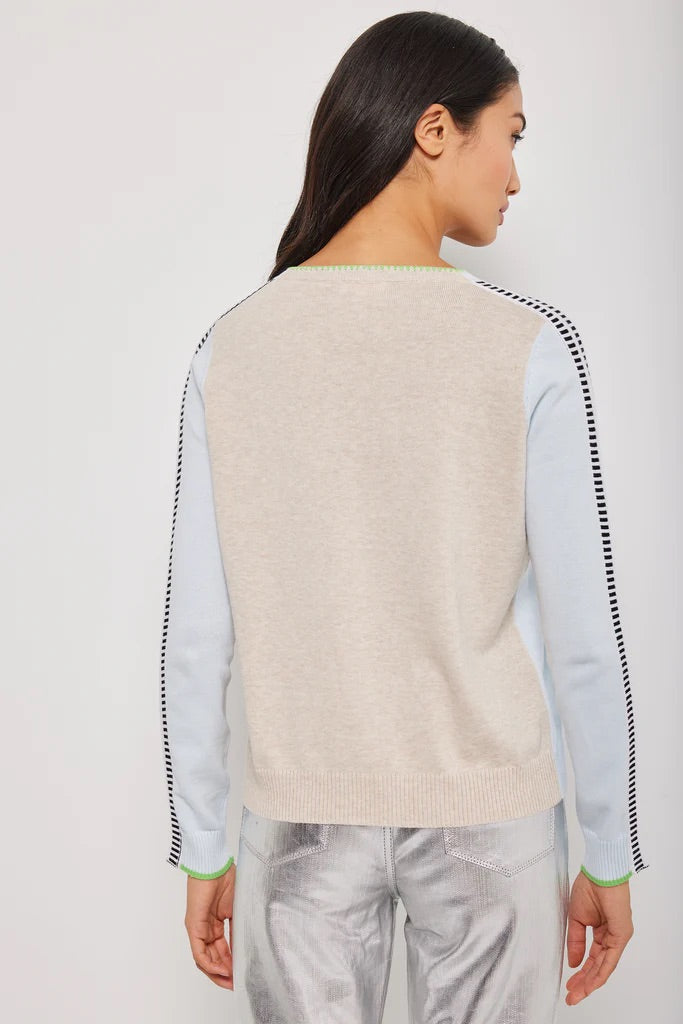 ON TRACK LONG SLEEVE CREW NECK SWEATER LISA TODD