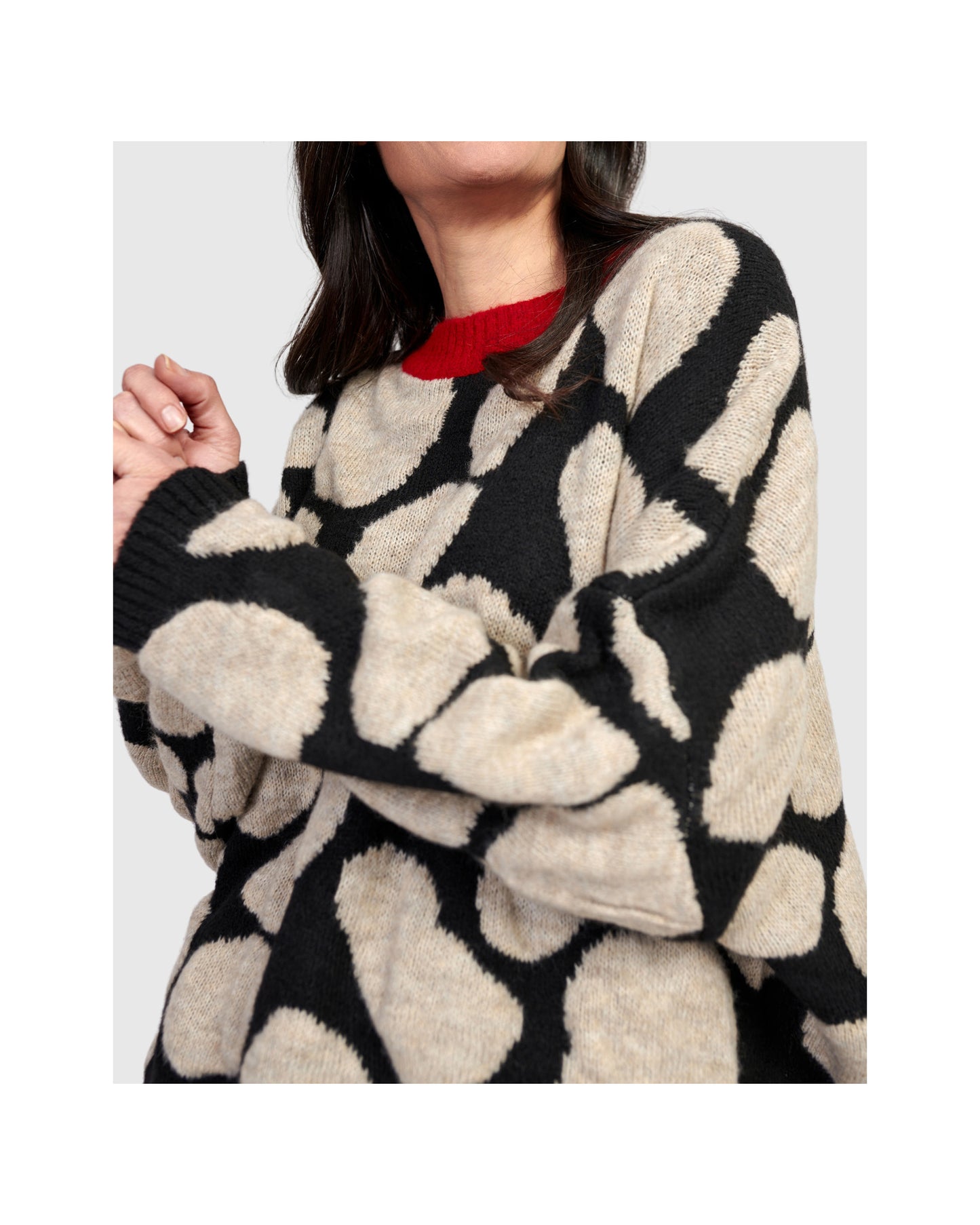 DROP SHOULDER OVERSIZED CREW NECK SWEATER