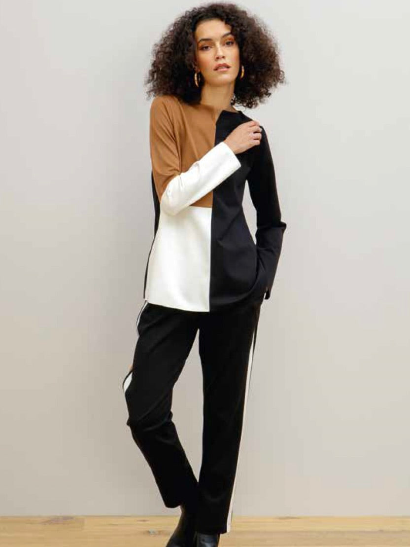 BICOCCA LONG SLEEVE SLIT CREW NECK TOP MARIA BELLENTANI