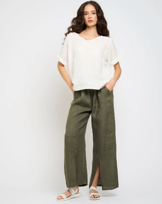 LINEN FRONT SPLIT PANT