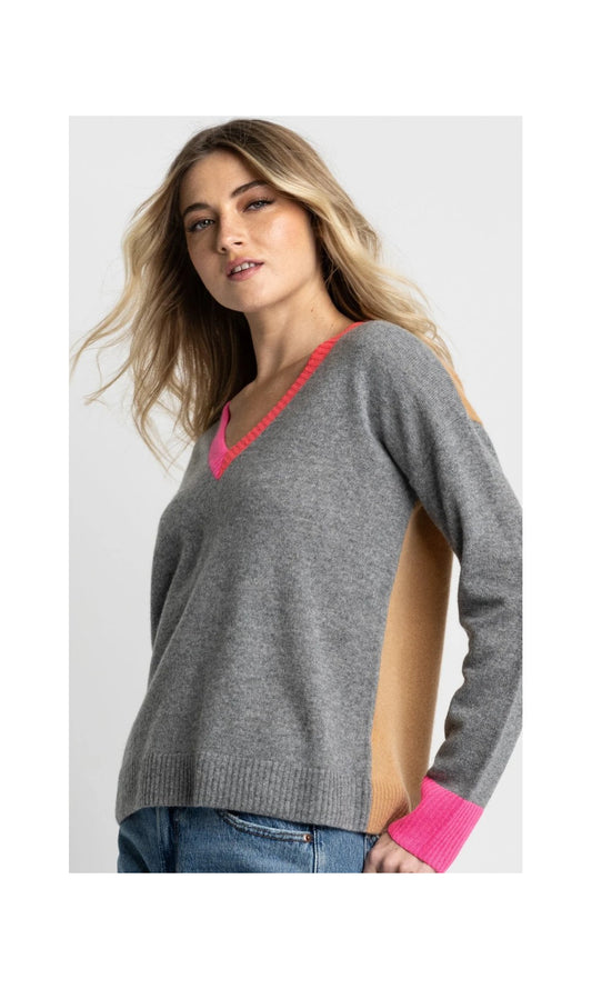COLOUR WHEEL V-NECK SWEATER