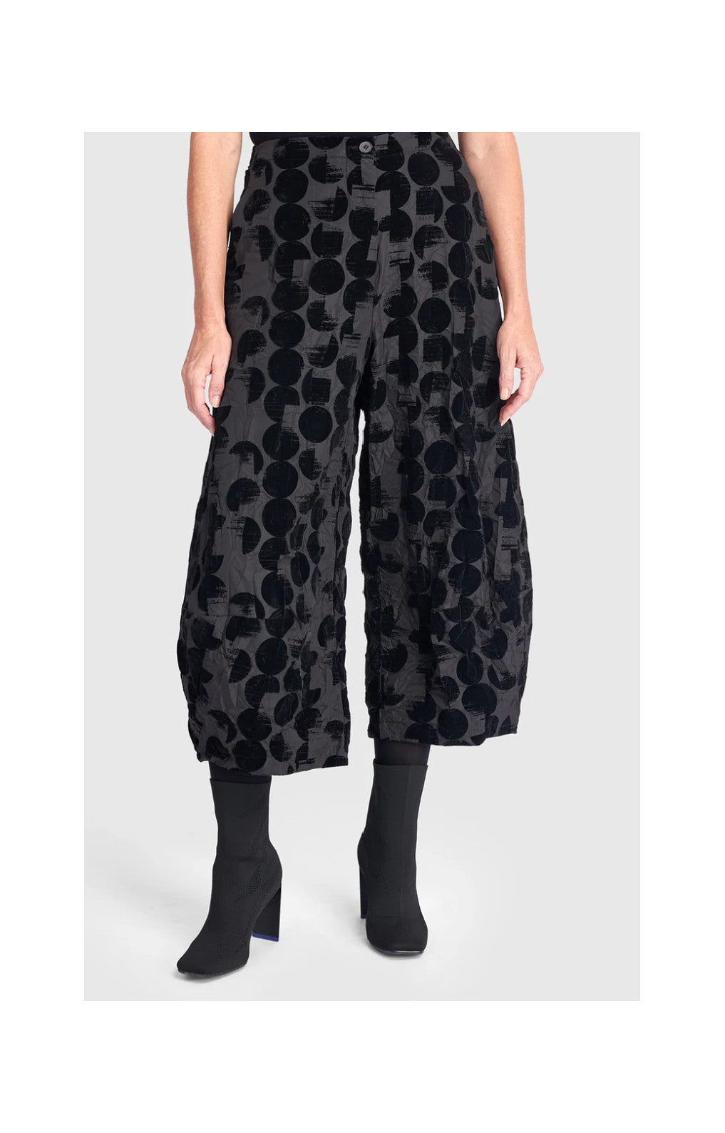 VELVET POLKA DOT FLY FRONT PANT