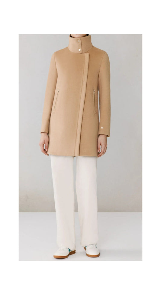 WOOL BLEND ZIP FRONT COAT