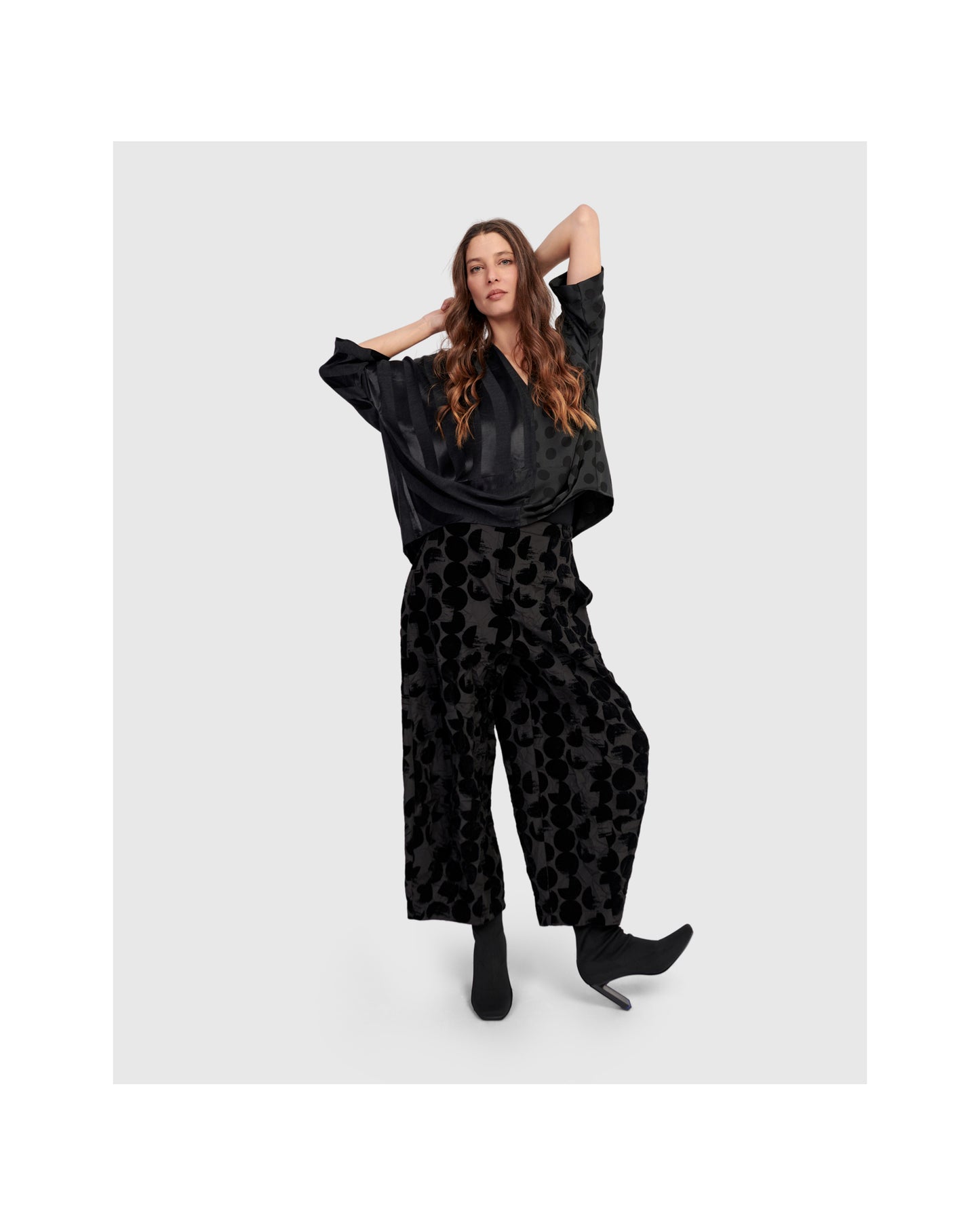 VELVET POLKA DOT FLY FRONT PANT