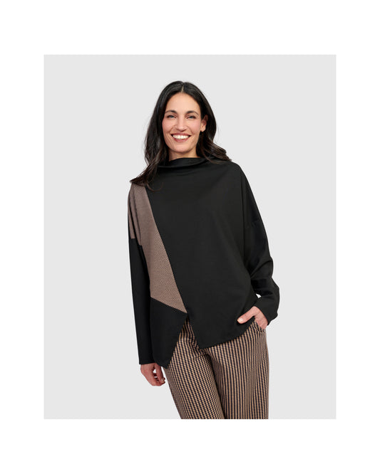 TONAL COLOUR BLOCK TUNIC TOP